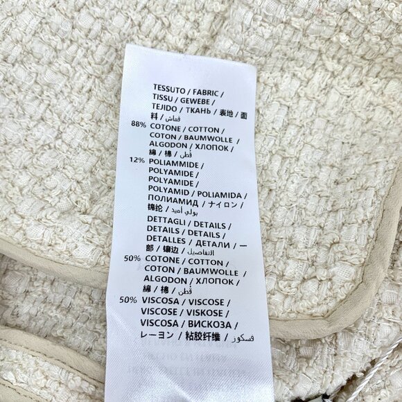 Gucci Beige Red & Navy Striped Tweed V-Neck Coat Pearl Clasp Detailing Cotton Bl - Picture 3 of 7